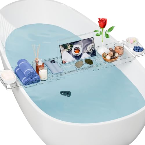Yieach Expandable Acrylic Bathtub Tray with Wine Holder