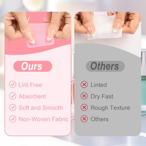 Pink Lint Free Nail Wipes - 540PCS Nail Polish Remover Pads for Manicure