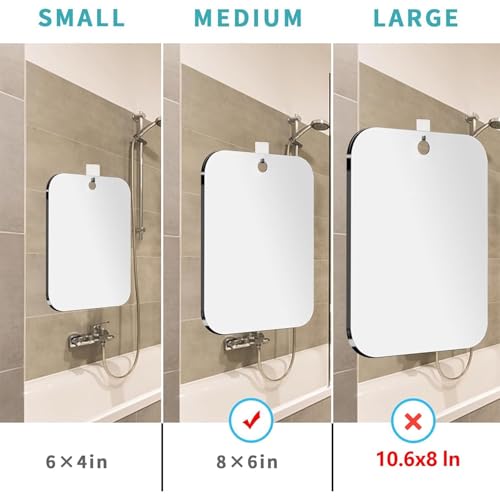 Shatterproof Fogless Shower Mirror for Shaving & Makeup, 8x6"
