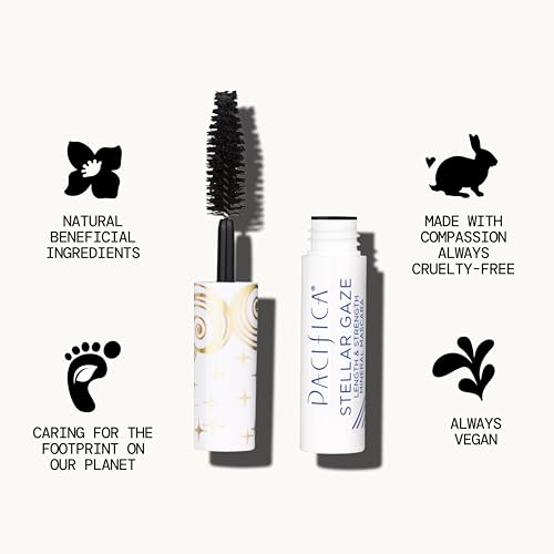 Pacifica Mini Stellar Gaze Mascara ? Supernova Black Trial Size, Length & Strength Mineral Mascara, Travel-Friendly, Vegan Ophthalmologist Tested