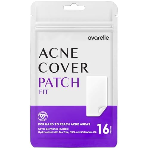 AVARELLE Acne Pimple Patch FIT Absorbing Hydrocolloid Spot Treatment with Tea Tree Oil, Calendula Oil and Cica, Certified Vegan, Cruelty Free (FIT / 16 COUNT)