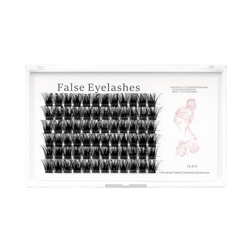Bodermincer 72pcs Wide Cluster 3D Effect Glue Bonded Mink Super Cluster Eyelash Home Eyelash Extension Eyelashes D Curl Individual Lashes Makeup (12mm)