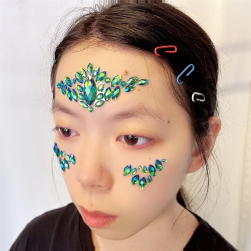 Green Face Gems Stick On Emerald Rhinestones Self Adhesive