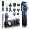 5-in-1 Electric Beard Trimmer Magnetic Replacement Heads, Professional Cordless Hair Clippers for Men Rechargeable, IPX7 Waterproof Grooming Kit for Face, Mustache, Body, Nose, Gifts for Men (Blue)
