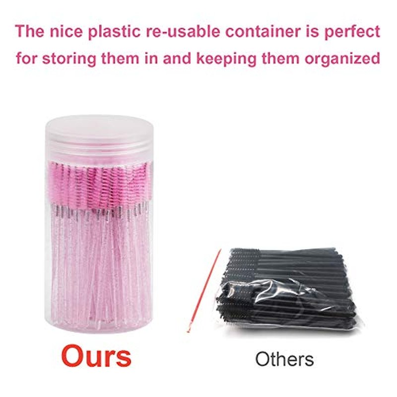 100pc Eyelash Brush Set with Container | Mascara Wands