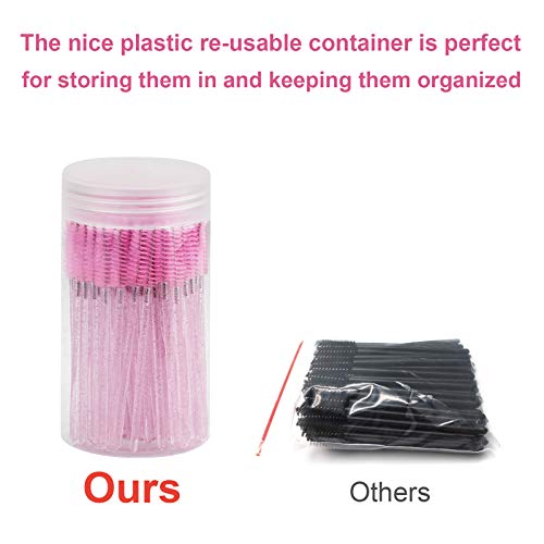 100pc Eyelash Brush Set with Container | Mascara Wands