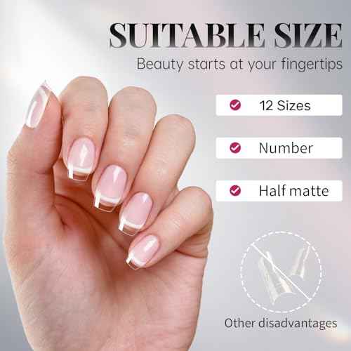 krofaue 3 Styles Short Nail Tips Kit - 720PCS Half Matte Coffin, Almond, Square Fake Nails Full Cover Press on Extension for Soft Gel Tips Set Art DIY Home