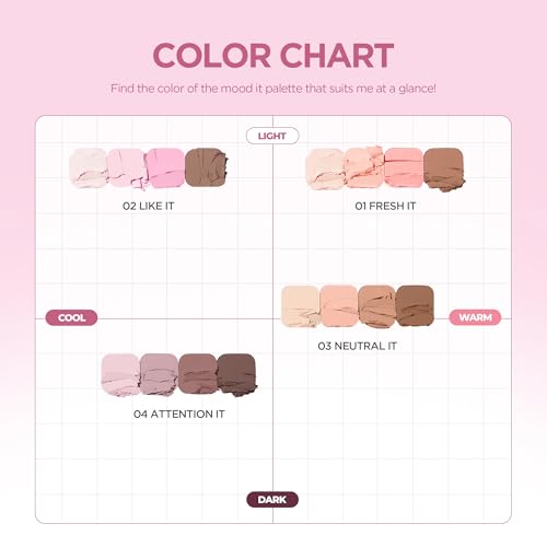 lilybyred Mood It Palette | 4-Shade Korean Eyeshadow Palette, Pre-Matched Personal Tone, Soft Blending, Buildable Coverage, Matte & Shimmer Finish, Daily Wear, Compact Size, 0.10 oz. (04 Attention It)