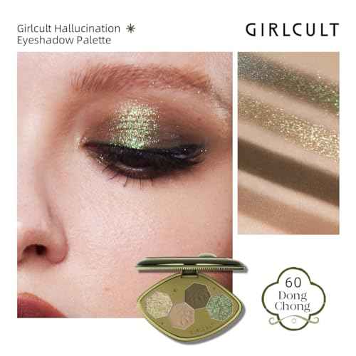 GIRLCULT 4-Color Eyeshadow Palette ? Pigmented Makeup Palette with Matte & Shimmer Finishes, Long-Lasting & Blendable, Built-in Mirror, Ideal for Natural Eye Looks or Smoky Eye Kit #60