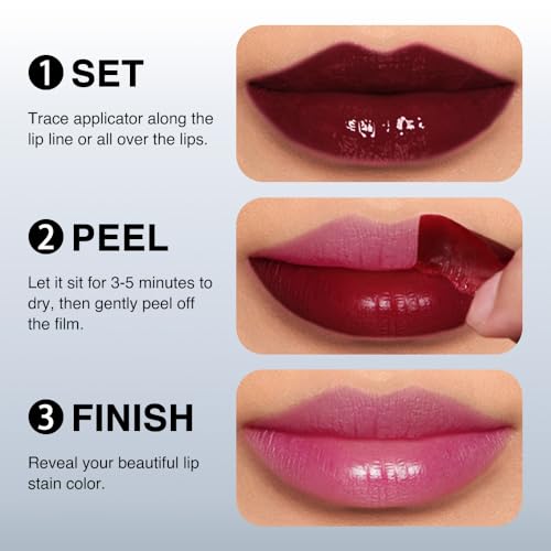 FeiCuiYun Peel-Off Matte Lip Stain - Long Lasting Purplish-Red