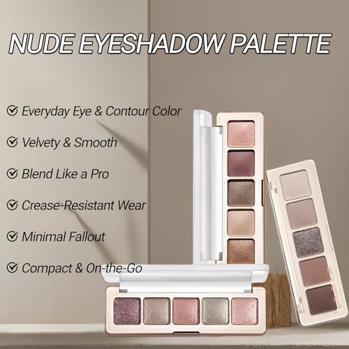 Erinde 5-Color Eyeshadow Palette - Matte & Shimmer Nude Neutrals