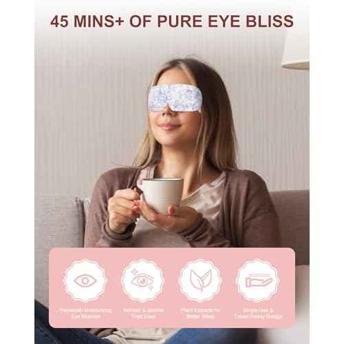 Steam Eye Masks Disposable Lavender 24 Pack, 45+ Min Self Heating Eye Mask for Dry Eyes Dark Circles Puffy for Sleep Travel Office, Warming Rest Eye Mask Best Gifts for Women and Loved Ones