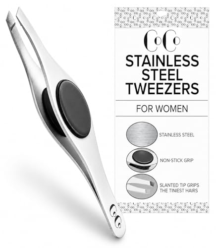 Coco's Closet Eyebrow Tweezers - Surgical Stainless Steel Slant