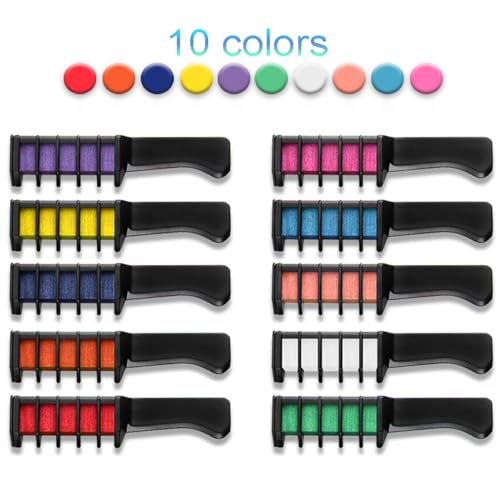 10 Color Hair Chalk Comb - Temporary Washable Hair Color