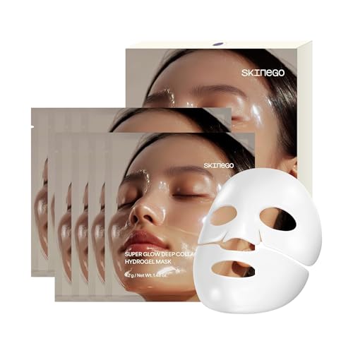 Super Glow Deep Collagen Hydrogel Mask 1.48 oz ¡¿ 8 Sheets, 5,000,000ppb Hydrolyzed Collagen, Elasticity, Wrinkle Care & Radiance, Overnight K-Beauty Mask (8 Count (Pack of 1)) Sold by Pharmeus