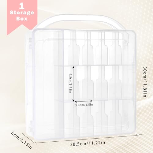 Nail Polish Holder Organizer with Lid and Handle for 30 Bottles (Clear, 11.8 x 11 x 3.15 In)
