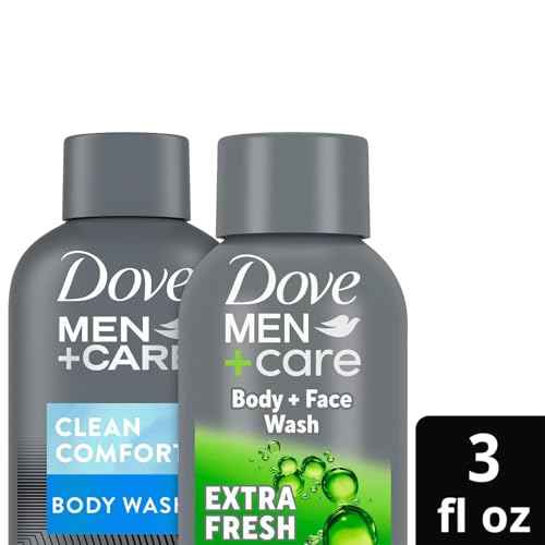 DOVE MEN + CARE Body & Face Wash Variety 2-Pack ??Extra Fresh + Clean Comfort, Travel Essentials, 3 Oz Ea