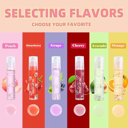 6 Hydrating Roll-On Lip Gloss Set - Moisturizing Lip Oil