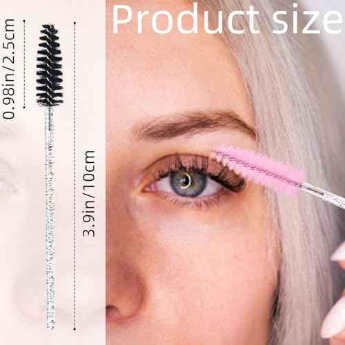 200 Pcs Disposable Mascara Wands,Lash Spoolies Crystal Eyebrow Spoolies Brush Eyelash Applicator Tool Spoolies for Eyebrow,Used for Eyelash Extension Eyebrows Cosmetics(Black and Pink)