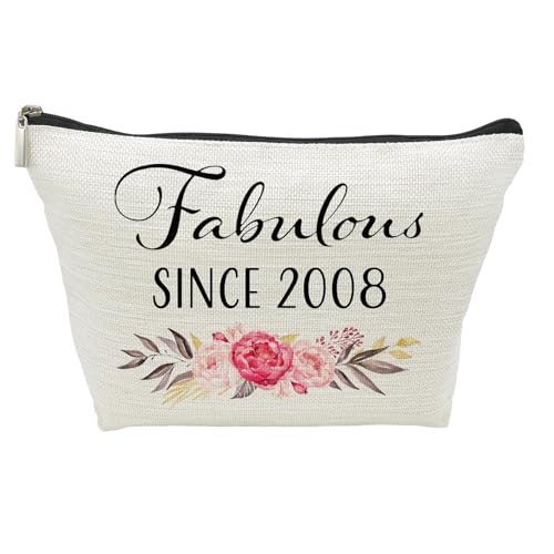 18th Birthday Gifts for Girls, Sweet 18 Year Old Gift Makeup Bag, 18 Birthday Gift Makeup Bags for Her, Sister, Friend, Daughter, Teen Girl Gifts Makeup travel Bag, Cosmetic Bag, Fabulous Since 2008