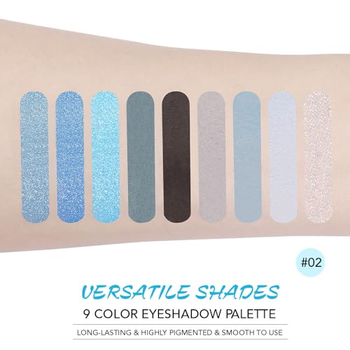 Blue Eyeshadow Palette - 9 Highly Pigmented Matte & Shimmer Shades