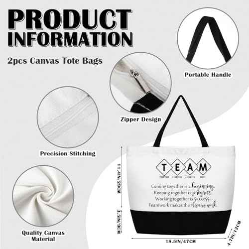 Cunno 4 Pcs Team Appreciation Bags Bulk Women Employee Gifts Team Together Canvas Tote Bag Makeup Bags for Vet Tech Coworker Nurse