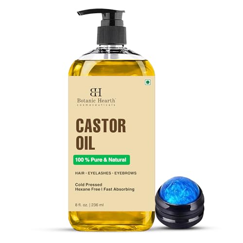 Botanic Hearth Pure Castor Oil 8 Fl Oz for Hair, Brows & Lashes