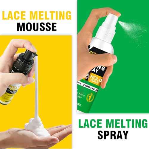 Lace Melting and Holding Mousse Glue-Less Hair Adhesive for Wigs, Wig Glue Lace Melting Spray Lace Melt Mousse for Closure Wigs Extensions, Wig Melting Mousse Supreme Hold for Wig Hair Wig Install Kit