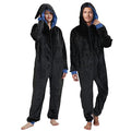 Unpifolov Men and Women Flannel Pajamas Four Magic College Styles Jumpsuit Couple Adult Sportswear Hooded Homewear