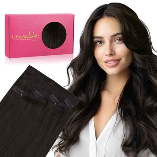 WENNALIFE Invisi Edge Clip in Hair Extensions Real Human Hair, 18 Inch 130g 7pcs Dark Brown Seamless Invisible PU Skin Weft Straight Extensiones De Cabello Hmano Clip Ins