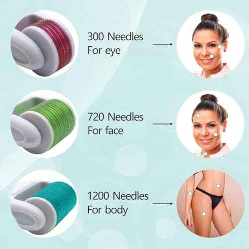 Derma Roller for Face, Body, Scalp, Beard - Angel Kiss 4 in 1 Titanium Microneedling Roller Set