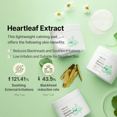 C¡¯NEW LAB Heartleaf AC Blemish Clearing Pad (70 pads) | Blackhead & Exfoliating Facial Pads for Smooth Skin | Heartleaf Extract, Heartleaf Exosome, Allantoin, PHA, Korean Skin Care