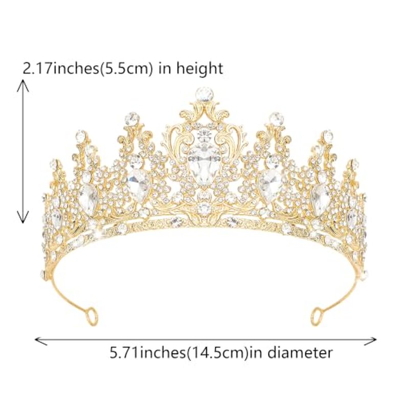 Queen Crown Rhinestone Tiara for Women - Gold & White