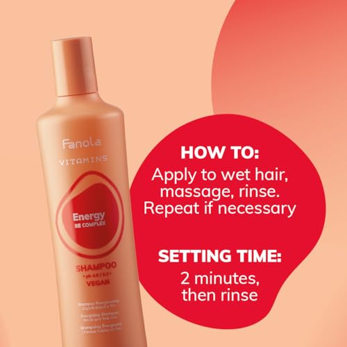 Fanola Energy Hair Detox Shampoo - Scalp Clarifying Shampoo for Women & Men - Formulated with B & E Vitamins for Scalp Care - Purifies & Revitalizes Hair & Skin - Vegan Formula (350ml)