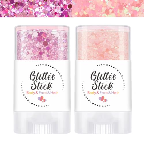 Body Glitter Stick - Pink & Purple Chunky Sparkle, 2 Pack