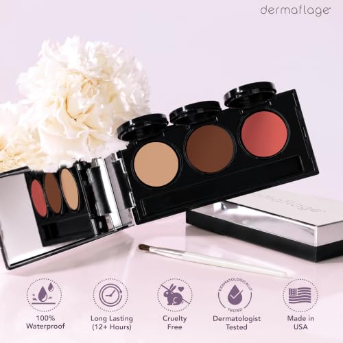 Dermaflage Waterproof Tattoo Concealer Palette - Matte Bronze, 3-Shade Coverage