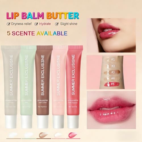 5 Colors Tinted Lip Butter Balm Set – Hydrating & Nourishing