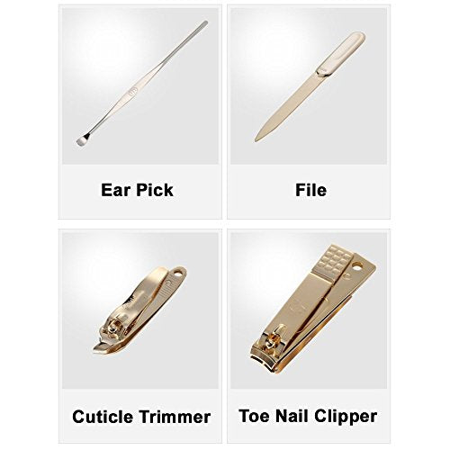 Korean Nail Clipper| World No. 1. Three Seven (777) Premium Quality Gift Travel Manicure Grooming Kit Nail Clipper Set (10 PCs, 2100G), Made in Korea, Since 1975, Gold
