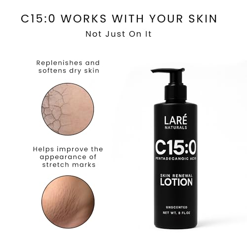 C15:0 Pentadecanoic Acid Supplement Body Lotion - Skin Cellular Benefits - Body Moisturizer for Dry to Very Dry Skin - Vitamin B3 Lotion - 8 fl oz - Unscented