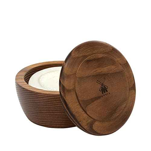 M?HLE Wooden Bowl with Shaving Soap | Aloe Vera | 65 Grams | Shave Soap for Men | Steamed Ash Shaving Bowl | Rich & Light Soap Formula | Nurturing Shave Soap Lather