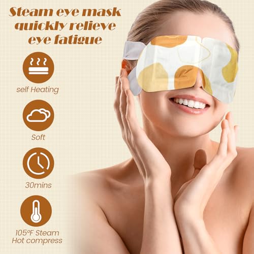 120 Pcs Steam Eye Masks Disposable Bulk Self Heated Eye Masks for Sleep Spa Dry Eyes Home Office Travel Relief Stress Relaxation, 3 Styles