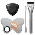 4-Piece Stainless Steel Makeup Mixing Palette Set with Brush & Spatula