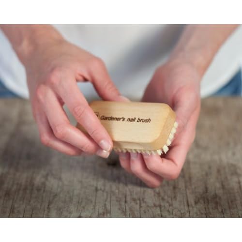 Redecker Beechwood Gardener's Nail Brush with Hard Plant Fiber Bristles, Set of 2, 4-Inches