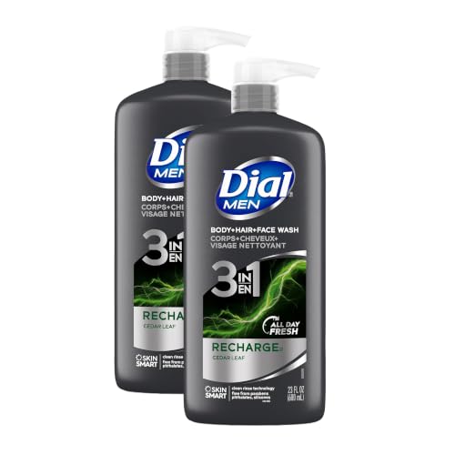Dial Men 3-in-1 Body, Hair & Face Wash - Recharge Pack of 6, 23 Fl Oz
