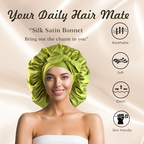 Silk Bonnet for Sleeping Women with Elastic Tie Band