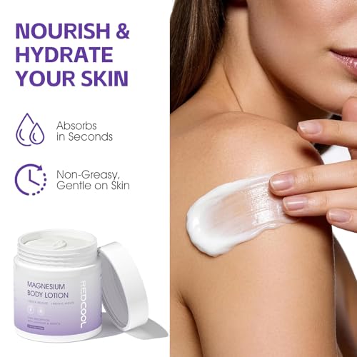 Magnesium Lotion for Sleep, Nighttime Magnesium Cream, Topical Magnesium Cream for Muscle Relaxation & Calm, Lavender Magnesium Cream for Body, Deep Hydration, Relaxing Self-Care Gift, 4.23 fl oz