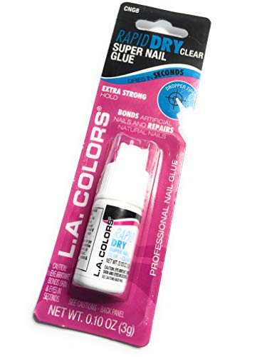 (1) LA Colors Rapid Dry Clear Super Nail Glue (.10 oz) Extra Strong Hold