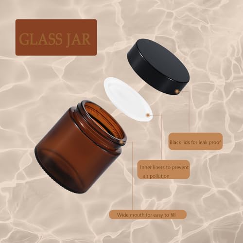 Lustervial 3pcs 4oz Amber Glass Jars with Airtight Lids - Light Block & Reusable