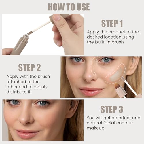 Cool Toned Liquid Contour Stick with Brush - Cool Grey - Long-Lasting Makeup