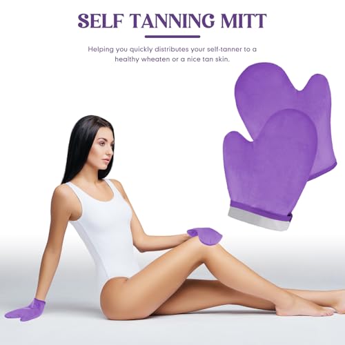 SATINIOR Reusable Self Tanning Mitt Applicator 4 Pack - Velvet Tanning Gloves